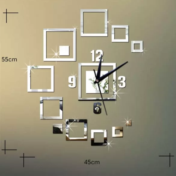 Moderne Wanduhr mit Spiegelquadraten