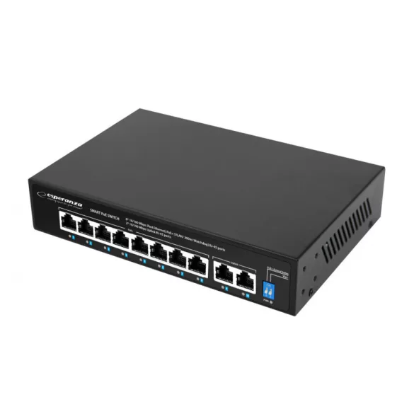 Esperanza 8-Port PoE Ethernet Switch + 2 Uplink-Ports, 10/100 Geschwindigkeit, Spotter-Funktion - ENS106