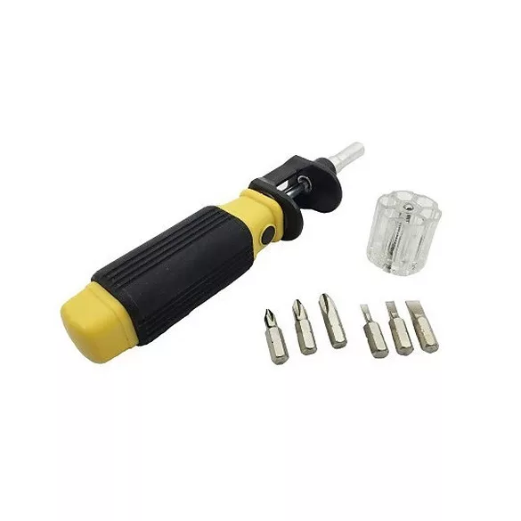 Schraubendreher-Set, drehbarer Schraubendreher mit 6 magnetischen Köpfen
