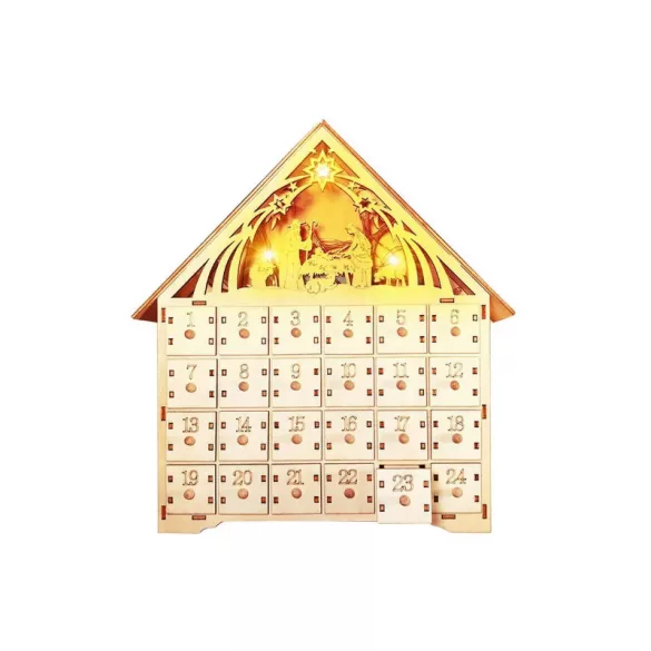 Holz Weihnachts-Adventskalender mit LED-Beleuchtung