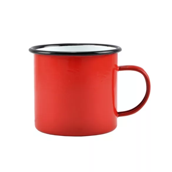 Emaillierter Becher 9 cm 450 ml rot-weiß