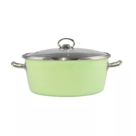 Grüner Elite emaillierter Topf 26 cm + Glasdeckel