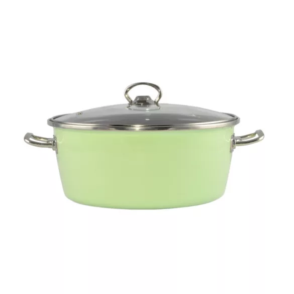 Grüner Elite emaillierter Topf 26 cm + Glasdeckel