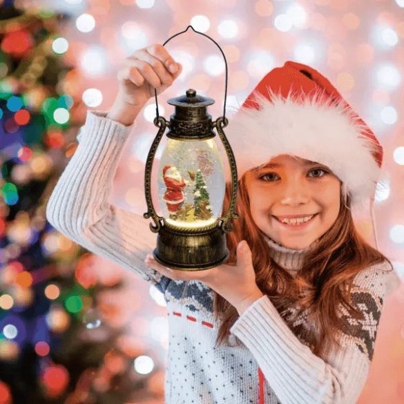 Laterne mit Flüssigkeit und Glitzer (mit Weihnachtsmannfigur)