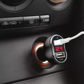   Kfz-Zigarettenanzünderadapter (2 x USB, mit Spannungs- und Strommesser)