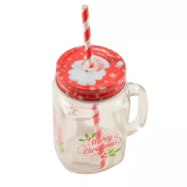   Becher mit Deckel und Strohhalm, weihnachtlich (Perfect Home)