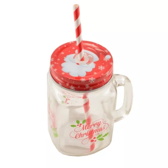 Becher mit Deckel und Strohhalm, weihnachtlich (Perfect Home)