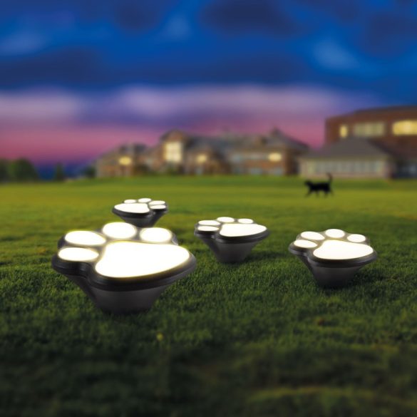 LED-Solarleuchte - Hundepfoten, steckbar, schwarz - 360 cm