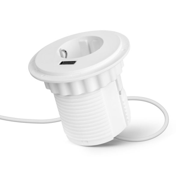 Versteckte, einbaubare Steckdose + USB, weiß