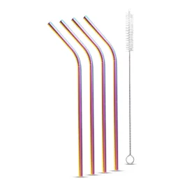 Edelstahl Trinkhalm Set - Titan Regenbogen (5-teilig)