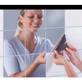   Spiegelaufkleber, selbstklebender Spiegel, Deko-Spiegelfolie 16 Stk.