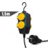 Delight Außensteckdose mit Abdeckung - 1,5 m - 4 x 230V - 3 x 1,5 mm2, Gummi - IP44
