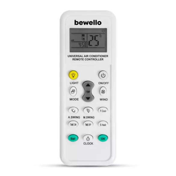 Bewello Universelle Klimaanlagen-Fernbedienung - 1000 in 1 - 2 x AAA - Weiß