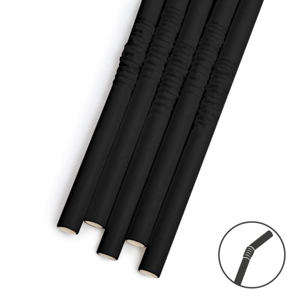 Family Papierstrohhalm - schwarz - 190 x 4,5 mm - 150 Stk / Packung
