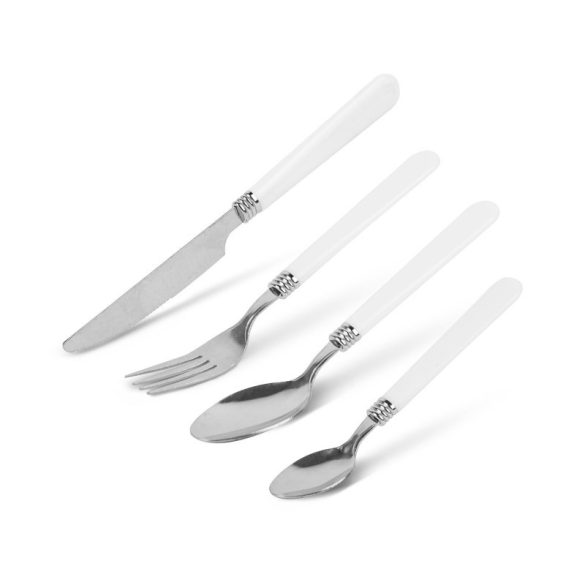 Bewello Besteckset mit Halter - weiß - 16-teilig - 32,7 x 19,5 x 4,7 cm