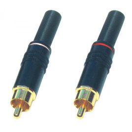   Home RCA 11MF RCA Steckerpaar, Metall, vergoldet, Knickschutz, weiß und rot