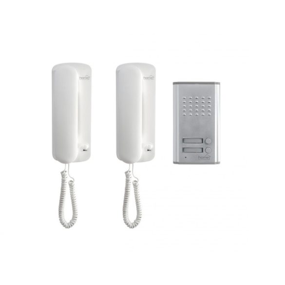 Home DP 012 Zweifamilienhaus-Gegensprechanlage-Set, Zweidrahtsystem, hervorragende Klangübertragung, Türöffner-Elektronik, wandbündige Außeneinheit