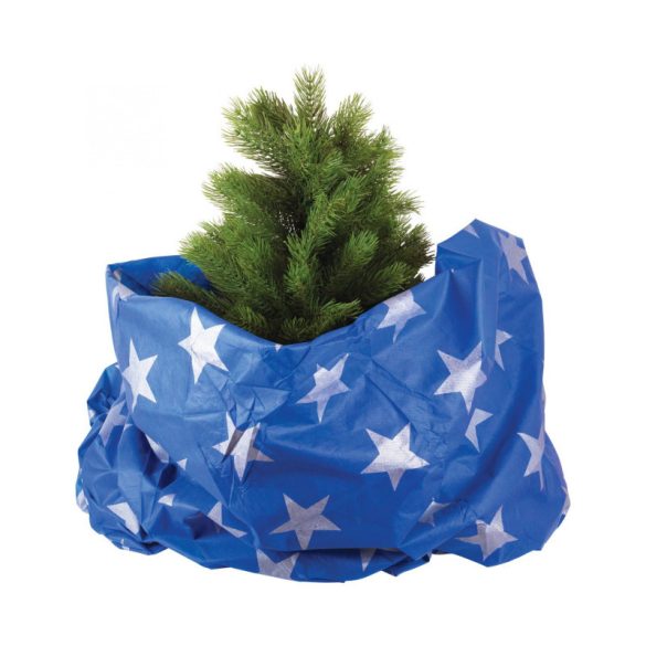Home KT 250/BL Weihnachtsbaumdecke, blau, silberne Sterne, Fleece, Innenbereich