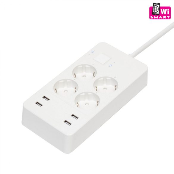 Home NV 4 WIFI Smart-Steckdosenleiste, 1,5 m, H05VV-F 3G1,5 mm² Kabel, 4 geerdete Steckdosen, 4 USB-Anschlüsse, max. 3680W, Tuya App-kompatibel
