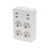 Home NV 4 USB Tablett-USB-Verteiler, 4 geerdete Steckdosen, 4 USB-Anschlüsse gesamt 2,4A, drehbarer Stecker, max. 3680W