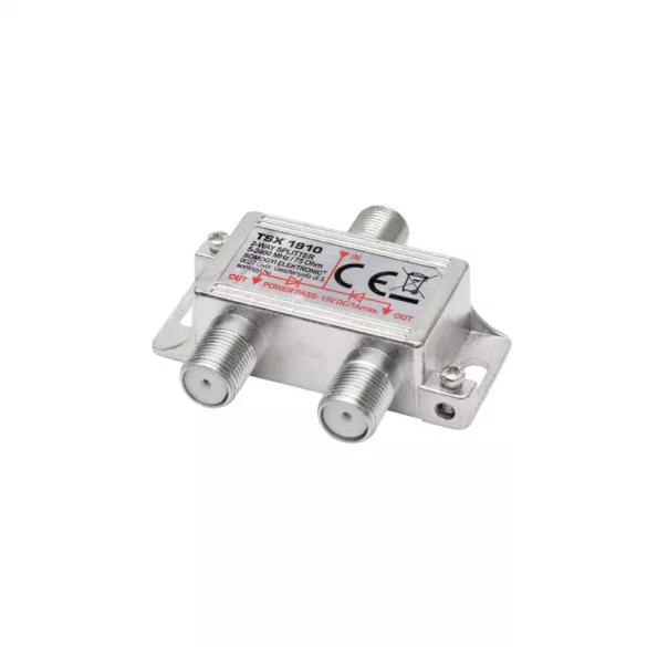 Home TSX 1910 F Verteiler, HQ professionelle Qualität, 75 Ohm, IP44, Zinklegierungskonstruktion, 5-2400 MHz, 2-Wege, 1 Eingang, 2 Ausgänge