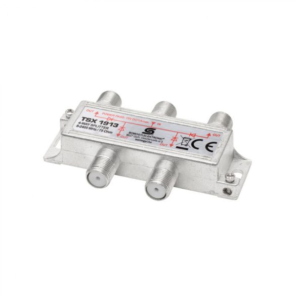 Home TSX 1913 F Verteiler, HQ professionelle Qualität, 75 Ohm, IP44, Zinklegierungskonstruktion, 5-2400 MHz, 4 Wege, 1 Eingang, 4 Ausgänge