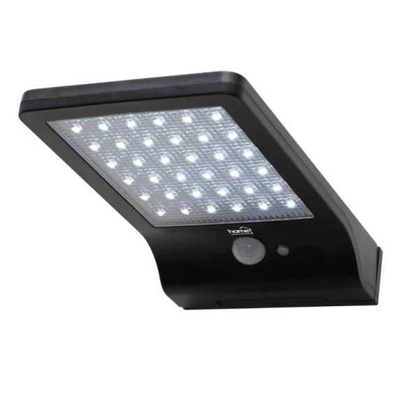 Home FLP300SOLAR Solar-LED-Strahler, 300 lm, PIR-Bewegungssensor, 120° 5m, 36 kaltweiße SMD-LEDs, energiesparend, Kunststoff