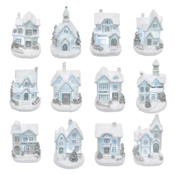 Home KDC 02 Winter-LED-Häuschen, weiß, 12 Formen, Polyresin, für Innenräume