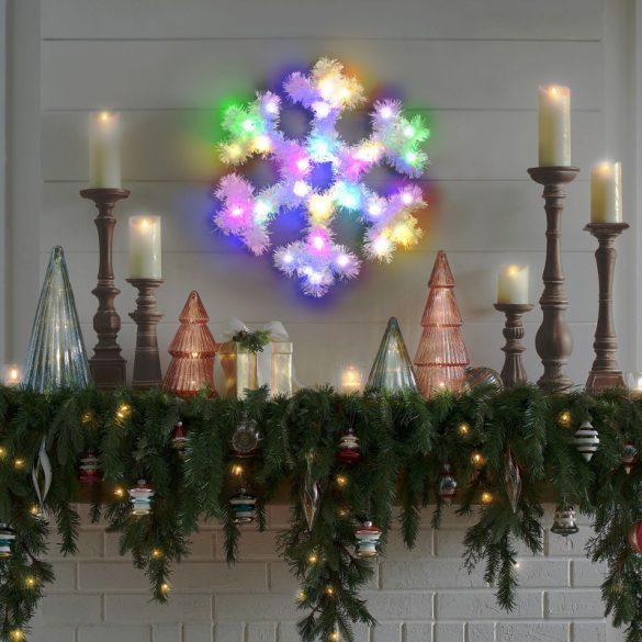 Family Weihnachtsdekoration - irisierende, bunte LED-Schneeflocke - 32 cm - batteriebetrieben