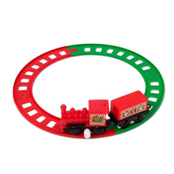 Family Weihnachtskleinbahn - aufziehbar - rot / grün - 20 cm