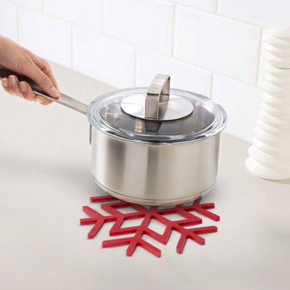 Family Silikon-Untersetzer - Schneekristall - Rot - 17 cm