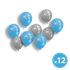 Family Luftballon-Set - Blau-Silber, mit Weihnachtsmotiven - 12 Stk./Packung