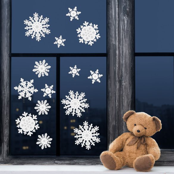 Family Weihnachtsfensterdeko-Set Eiskristall - Papier, Weiß