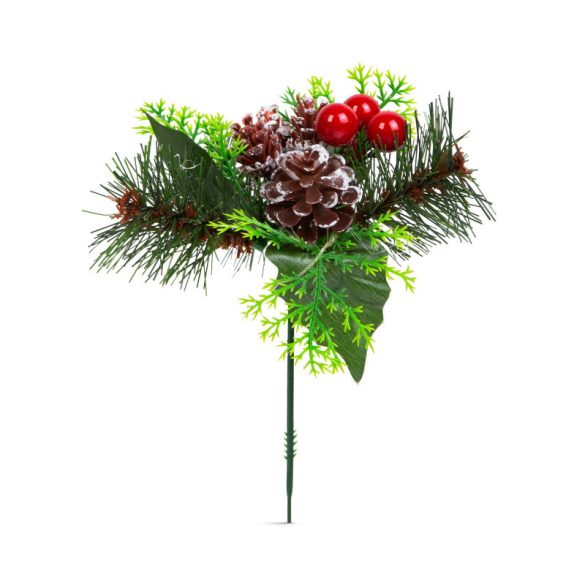 Family Weihnachtsdekoration - mit Zapfen und roten Beeren - 8 x 20 cm
