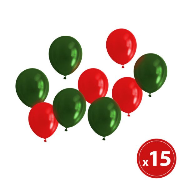 Family Luftballon-Set - rot-grün, metallic - 15 Stk / Packung