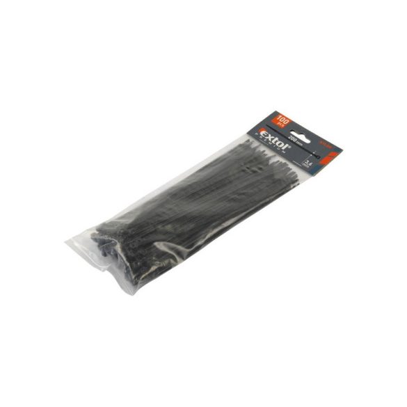EXTOL PREMIUM Kabelbinder 4,8×250mm 100 Stück, schwarz Nylon; UV-, säure- und laugenbeständig