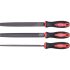 EXTOL PREMIUM Metallfeilen-Set, 3-tlg. (flach, halbrund, rund), 200mm, T12 Stahl, Hieb 2, fein, TPR-Gummigriff