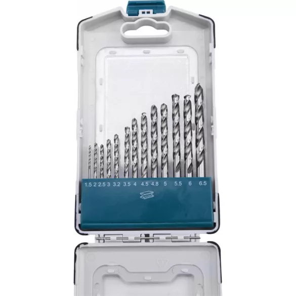 EXTOL INDUSTRIAL Metall-Spiralbohrer-Set, 13-teilig, HSS-G 9341/M2, 2-8 mm, für Stahl, normaler Schaft, poliert, in Kunststoffbox