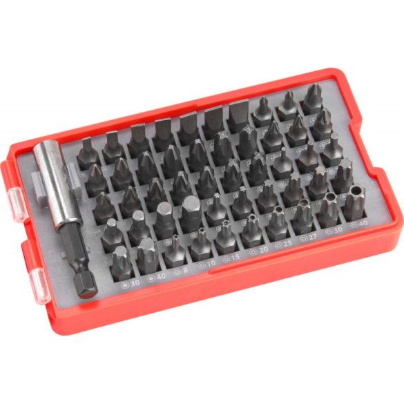 EXTOL PREMIUM Schraubendreher-Set 51-tlg Cr.V., flach:3-7mm, PH0-3, PZ0-3, HEX 1,5-6mm, T und TTa 8-40, in einem am Gürtel befestigbaren Kunststoffhalter