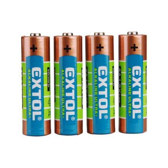 EXTOL ENERGY Batterien-Set 4 Stk., Alkaline, 1,5V, Größe: AA (LR6); lange Lebensdauer, auf Blisterkarte
