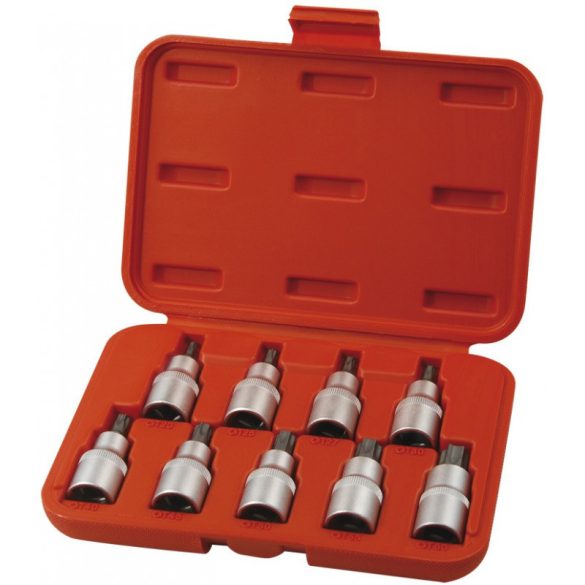 EXTOL PREMIUM Bit-Stecknuss-Set, 9-tlg., TORX, 1/2'×55mm (T20-25-27-30-40-45-50-55-60), CrV/S2