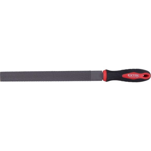 EXTOL PREMIUM Feile 250mm flach, C45 Stahl, Hieb 2, fein, TPR Gummigriff