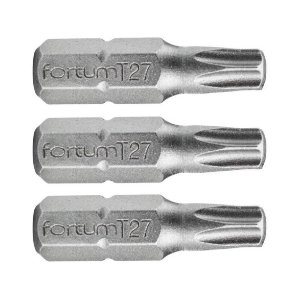 FORTUM Schraubendrehereinsatz TORX, 3 Stk., S2 Stahl; T 20×25mm, auf Blisterkarte