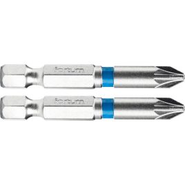   FORTUM Schraubendrehereinsatz PZ, 2 Stk., S2 Stahl; PZ 1×50mm, auf Blisterkarte
