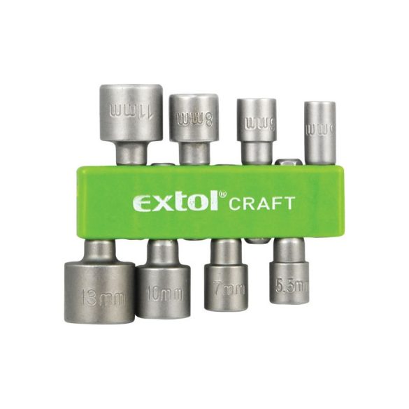 EXTOL CRAFT Schraubendreher-Set für Sechskantschrauben 8-tlg; 5-13mm (5-5,5-6-7-8-10-11-13mm), 36-38mm Länge, Sechskantaufnahme, nicht magnetisch