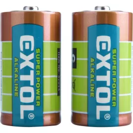   EXTOL ENERGY Batterie-Set, 2 Stück, Alkaline, 1,5V, Größe: C (LR14); langlebig, auf Blisterkarte