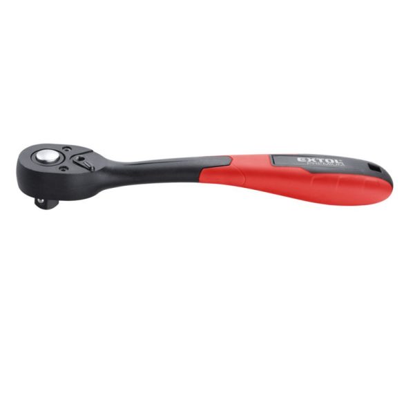 EXTOL PREMIUM Ratschenantrieb, CV, 72 Zähne, gebogener Schaft, rutschfester TPR-Griff; 1/4", 150 mm
