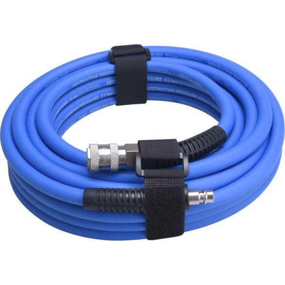 EXTOL PREMIUM Luftschlauch gerade, 10m, für Kompressor, 1/4, Durchm.: 6 / 12 mm, max. 20 Bar, mit Schnellkupplungen