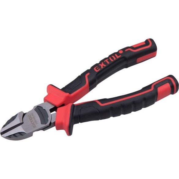 EXTOL PREMIUM Seitenschneider, 190mm, dualer rot/schwarzer TPR-Griff, 20% mehr Kraft, Aufhängungshalterung