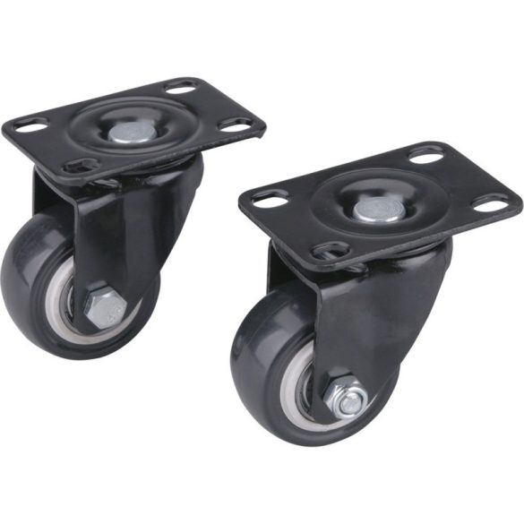 EXTOL PREMIUM Geräte-Rolle 2 Stk., selbstjustierend, schwarzes PVC, mit Kugellager, 40mm, max. Tragfähigkeit: 30 kg/Stk.